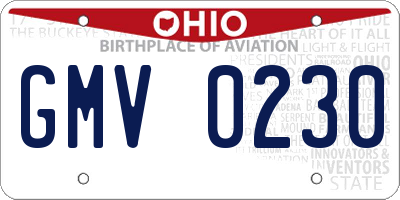 OH license plate GMV0230