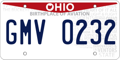 OH license plate GMV0232