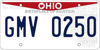 OH license plate GMV0250