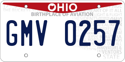 OH license plate GMV0257