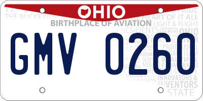 OH license plate GMV0260