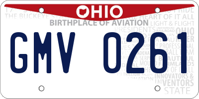 OH license plate GMV0261