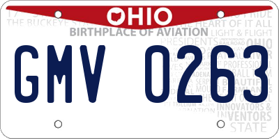 OH license plate GMV0263