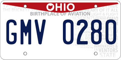 OH license plate GMV0280