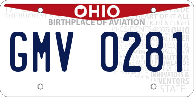 OH license plate GMV0281