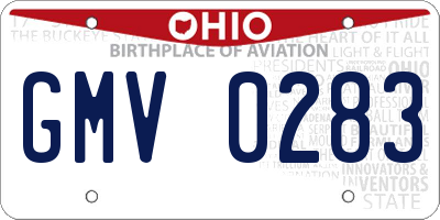 OH license plate GMV0283