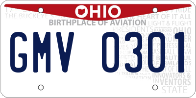 OH license plate GMV0301
