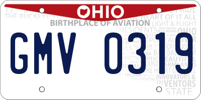 OH license plate GMV0319