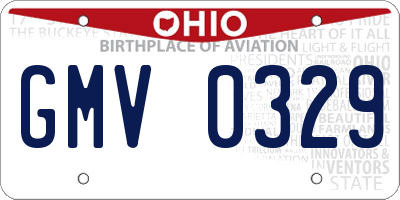 OH license plate GMV0329