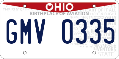 OH license plate GMV0335