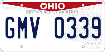 OH license plate GMV0339