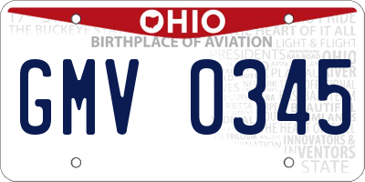 OH license plate GMV0345