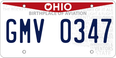 OH license plate GMV0347