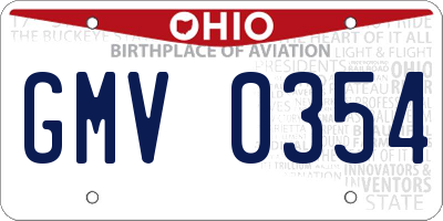 OH license plate GMV0354