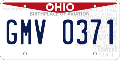 OH license plate GMV0371