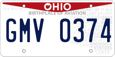 OH license plate GMV0374