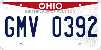 OH license plate GMV0392