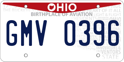 OH license plate GMV0396