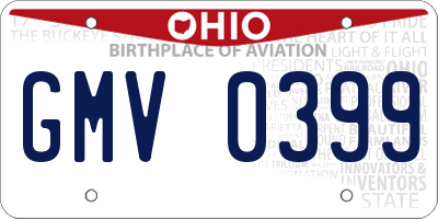 OH license plate GMV0399