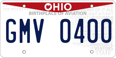 OH license plate GMV0400