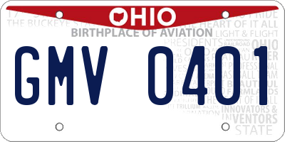 OH license plate GMV0401