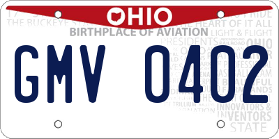 OH license plate GMV0402