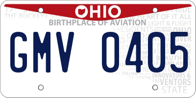 OH license plate GMV0405