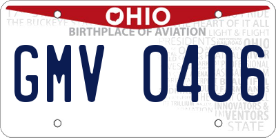 OH license plate GMV0406