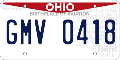OH license plate GMV0418