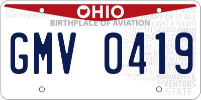 OH license plate GMV0419