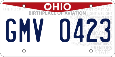 OH license plate GMV0423