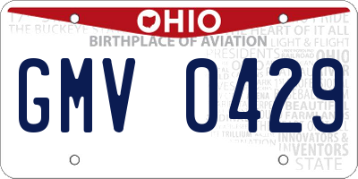 OH license plate GMV0429