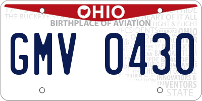 OH license plate GMV0430