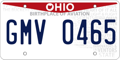 OH license plate GMV0465
