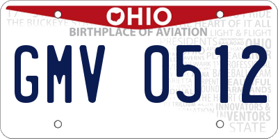 OH license plate GMV0512