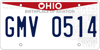 OH license plate GMV0514