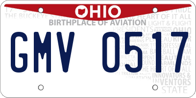 OH license plate GMV0517