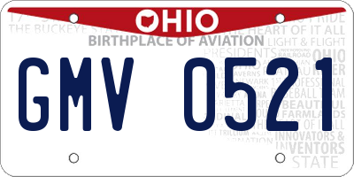 OH license plate GMV0521