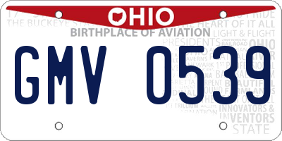 OH license plate GMV0539