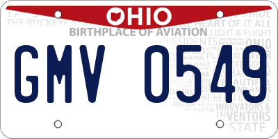 OH license plate GMV0549