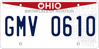OH license plate GMV0610