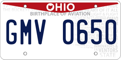 OH license plate GMV0650