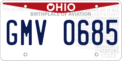 OH license plate GMV0685