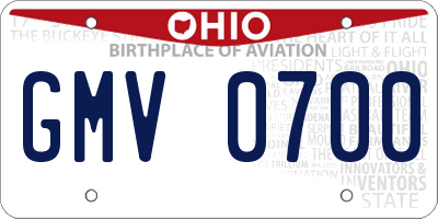 OH license plate GMV0700