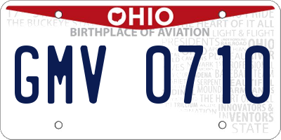 OH license plate GMV0710