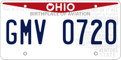 OH license plate GMV0720