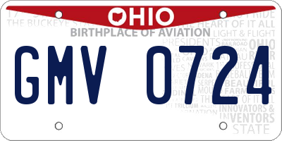 OH license plate GMV0724
