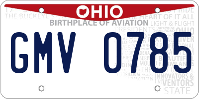 OH license plate GMV0785