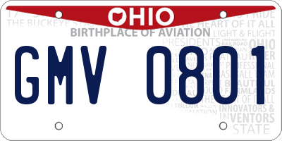 OH license plate GMV0801