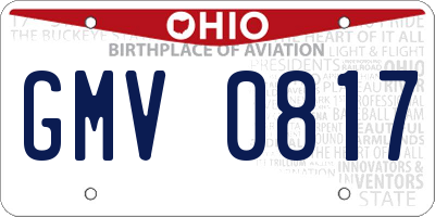 OH license plate GMV0817